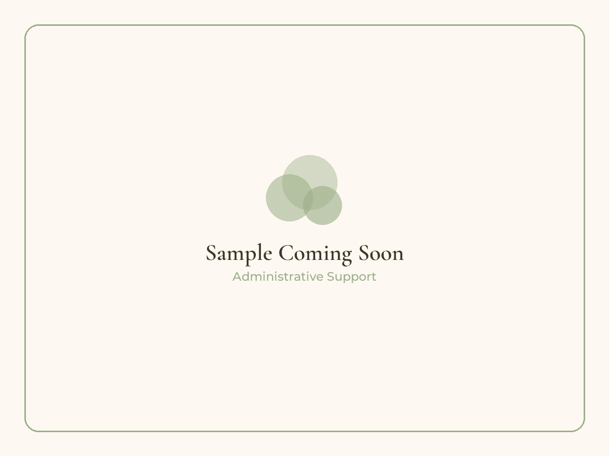 Placeholder graphic for an upcoming administrative support sample