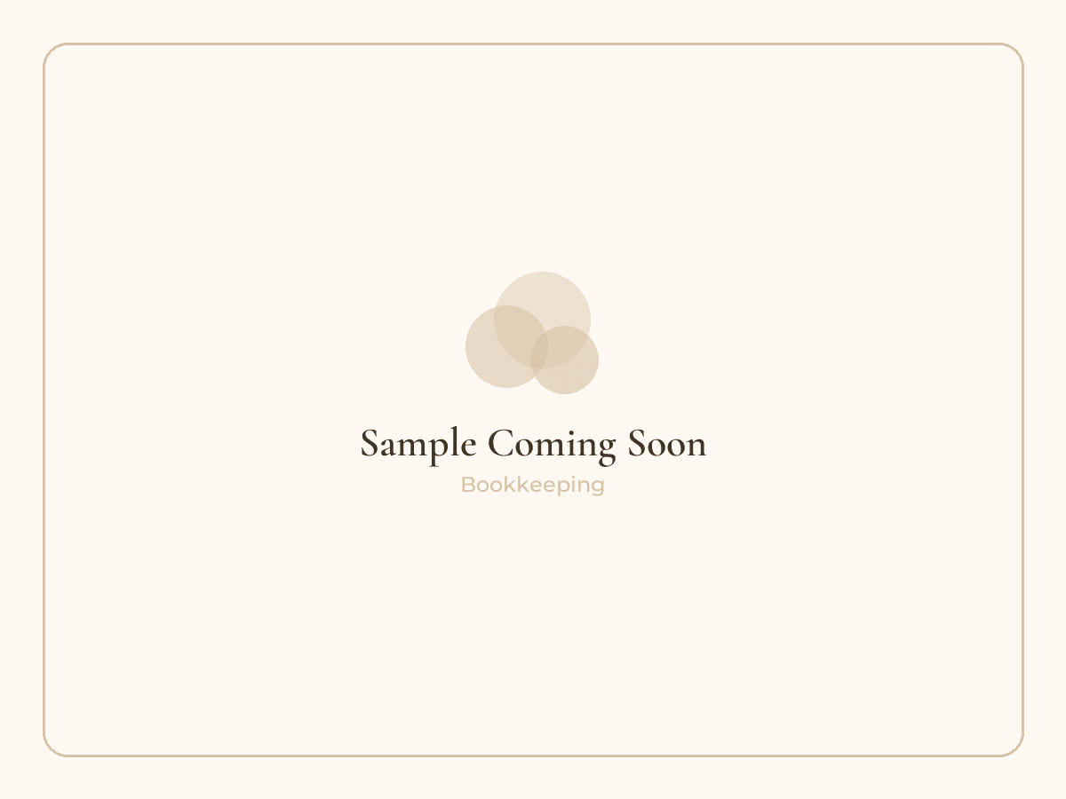 Placeholder graphic for an upcoming bookkeeping sample